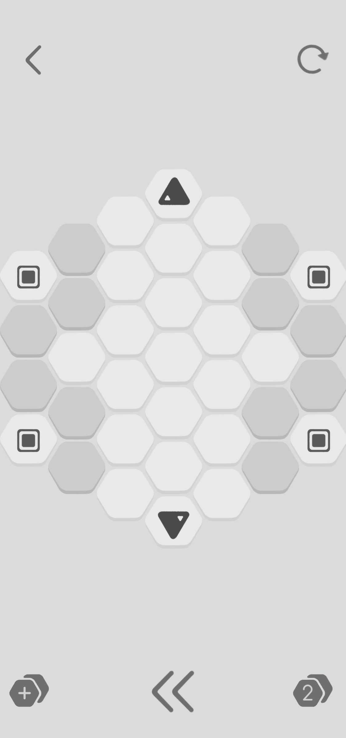 (Hexa Turn: 2.7) 長さ4の正六角形の上下の角に敵ユニットが、左右の角にそれぞれ保護対象ユニットが配置されていて、保護対象ユニットの周囲にしか障害物を置くことのできない問題